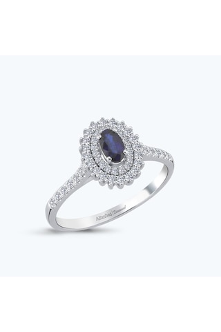 Altınbaş Pırlanta Safir Oval Yüzük Pehl017s-14k