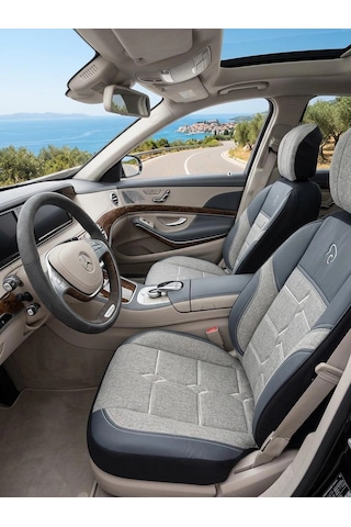 Fiat Linea Actual-pop Araca Özel Lüks Keten Kılıf - Antrasit Gri - Arka Bütün Koltuk Birebir Uyuml