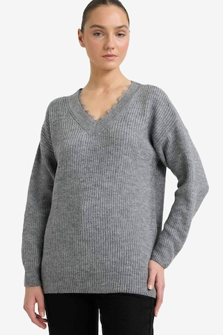 Defacto Oversize Geniş Kalıp V Yaka Triko Kazak G6653ax25wngr156 Gri-gr156