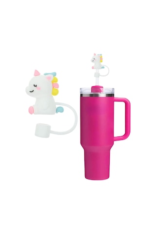 1 Adet Unicorn Figürlü 10mm Silikon Pipet Kapağı Uyumlu Toz Geçirmez Pipet Tıpası