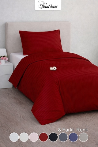 Tek Kişilik %100 Pamuk Saten Nevresim Seti Premium Seri 8 Renk Seçeneği 160x220 Bordo