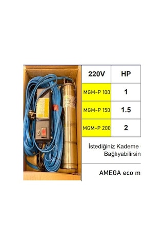 Mgm-p 200 2 Hp 220v 25 Mt. Kablolu & Panolu Bronz Yağ Çemberli Dalgıç Pompa Motoru