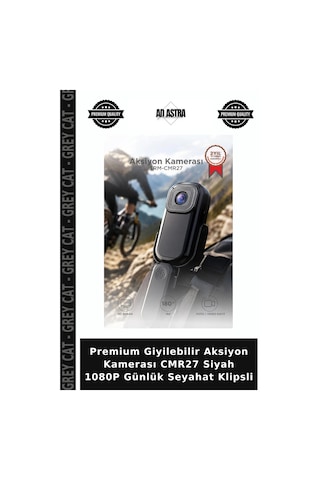 Premium Giyilebilir Aksiyon Kamerası Cmr27 Siyah 1080p Günlük Seyahat Klipsli