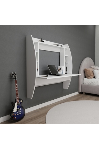 Arnetti Buğlem Duvara Monte Çalışma Bilgisayar Masası Beyaz