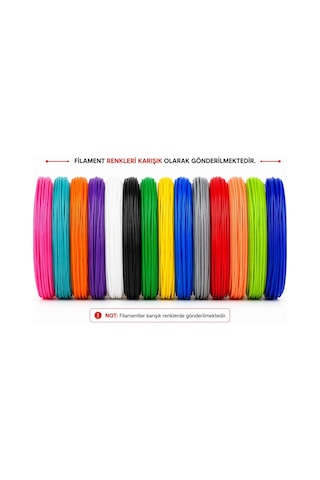 Vakumlu Pla Filament 20 Renk 5 Metre Toplam 100m. Karışık Renkler