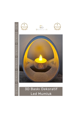 Modern Estetik Ev Hediyesi Ofis Tasarım Led Işıklı Masaüstü 3d Baskı Dekoratif Mumluk - 1 Adet Çok Renkli