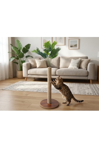 Olive - M Doğal Ahşap Kedi Tırmalama Ağacı