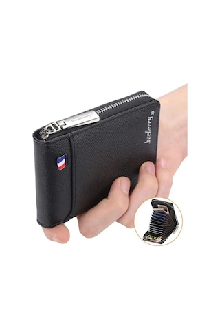 Baellerry Akordiyonlu Kredi Kartlık Erkek Ve Kadın Deri Cüzdan Siyah