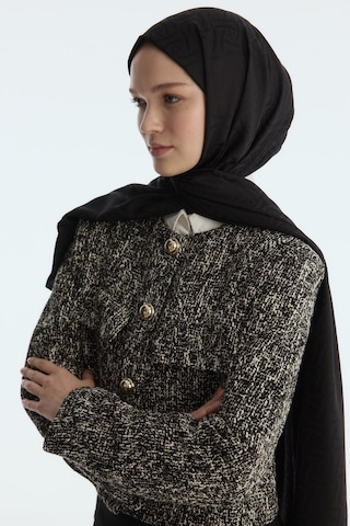 Mirsoy Scarf İpeksi Jakar Şal Sarmaşık Desen Siyah