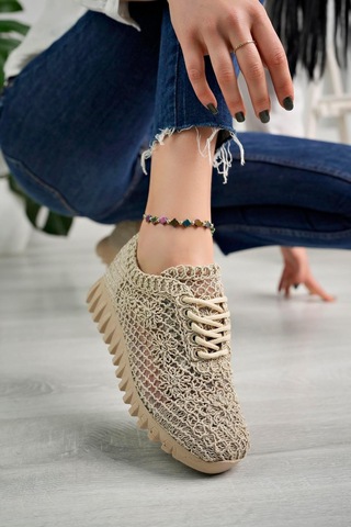 Aymood Örgü Desenli Sneakers C Nude Tekstil Bej