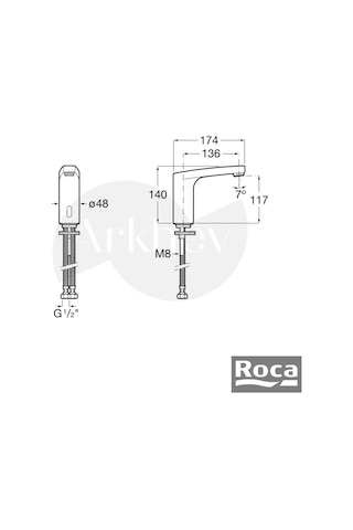 Roca L70 Fotoselli Lavabo Bataryası - Krom / Ön Karıştırıcılı /dört Adet 1,5 V Lr6 Aa Alkalin Pil İle Çalışır A5a5a09c00 Parlak Krom