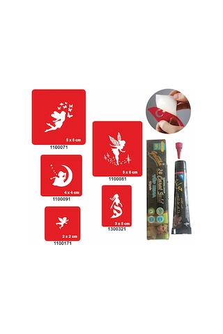 Peri Kızı Desenleri Kına İle Geçici Dövme Yapma Seti