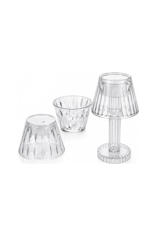 Yakut-9878 Kristal Damlalı Mumluk Ve Mini Pilli Masa Lambası Abajur- 24'li Paket Diğer