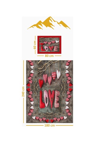Love Yazılı Kadife Kumaş Kapitoneli Tek Kişilik Yatak Örtüsü Seti 2 Parça Tky0043 Çok Renkli