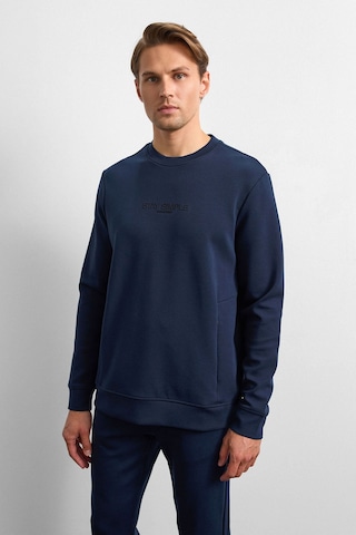 Backandbond Lacivert Bisiklet Yaka Gizli Fermuarlı Sweatshirt