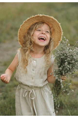 Cigit Sarh Keten Kolsuz Tulum 2-6 Naturel Beyaz