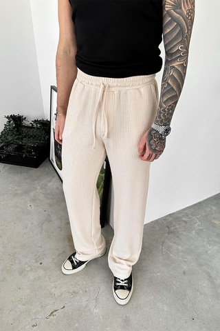 Bej Sandy Comfort Baggy Pantolon Bej
