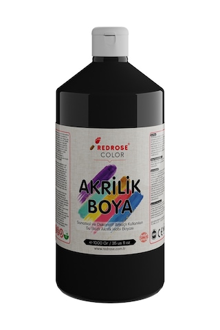 Red Rose Siyah Akrilik Boya 1 KG