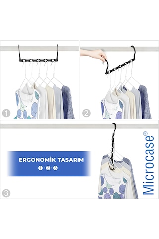 Microcase 5 Delikli Çok İşlevli Katlanabilir Askı Düzenleyici Organizer 3 Adet Al5358 Siyah