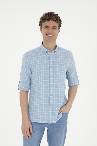U.S. Polo Assn. Erkek Kareli Açık Mavi Gömlek 50283820-VR003