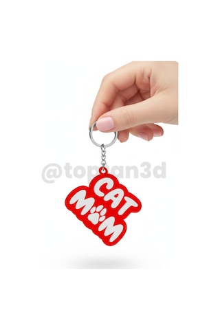 10 Adet Cat Mom Anahtarlık Hediyelik, 3d Kedi Sahiplerine Özel Anahtarlık