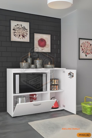 Tamamı Mdf Mikrodalga/mini Fırın Modülü 2 Kapaklı Çok Amaçlı Mutf Beyaz