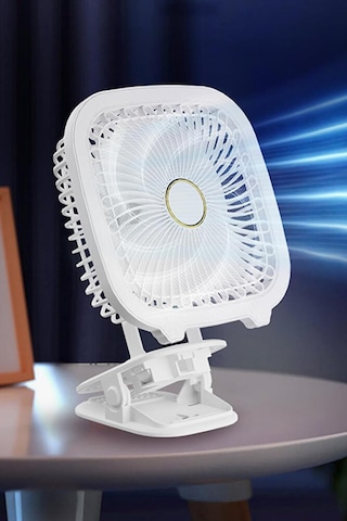 Şarjlı Taşınabilir Vantilatör Masaüstü Led Işıklı Fan 19x19cm