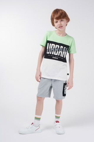 Brz Kids Kontrast Renkli Baskılı Erkek Çocuk Kısa Kollu T-Shirt Çok Renkli