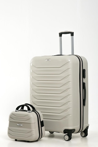 Yefa Pp Polipropilen Kırılmaz Büyük & Makyaj Boy 2'li Valiz Seti Kemik