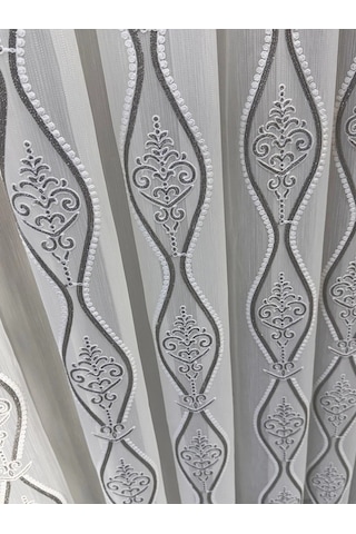 Nivemeshome Bade 7150 Bambu Gri 1/2,5 Pileli Tül Perde Apm Ekru