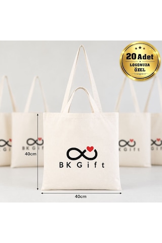 Logonuza Özel 20 Adet Çift Kulplu Ham Bez Çanta 40x40cm - Promosyon Logo Baskılı Ham Bez Çanta Ham Renk