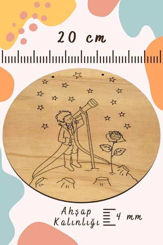 Art İnside Küçük Prens Teleskop Ahşap Boyama Tuval Seti Hediye Hobi Kiti 20 Cm Genel