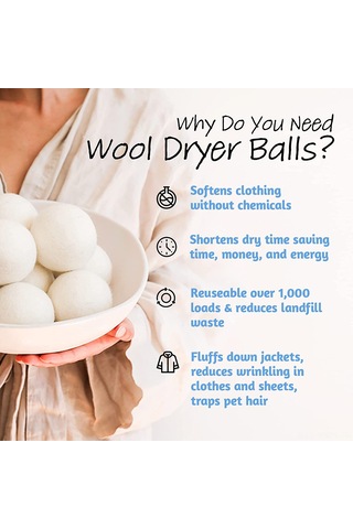 Neevoyu 6 Adet Yumuşak Yün Kurutma Topu - Evcil Çamaşır Temizliği, Doğal Ve Çevre Dost Açık Sarı