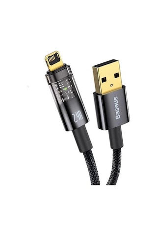 Şeffaf Uçlu İphone 45w Usb Hızlı Ve Dayanıklı Şarj Ve Data Işıklı Örgü Kablo 1 Metre
