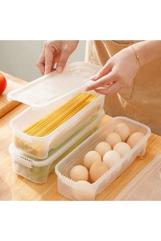 Kapaklı Spagetti Makarna Saklama Kabı - Makarna Ve Yumurta İçin Mikrodalga Güvenli Erişte Kutusu Çok Renkli