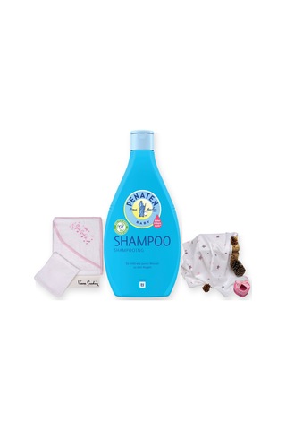 Baby Shower Hediye Seti 3 Parça: Kundak Havlu + Şampuan + Müslin Örtü - Pembe