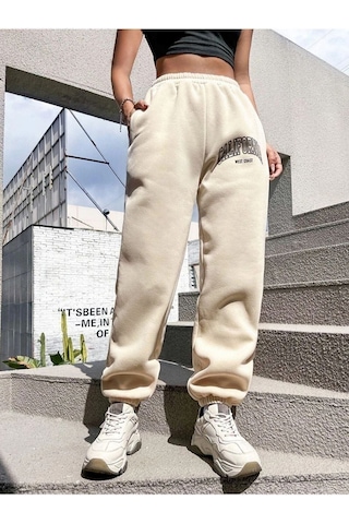 Kadın California Baskılı Paça Lastikli Oversize Eşofman 001