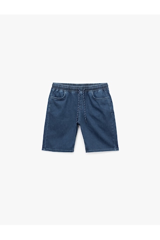 Koton Beli Bağcıklı Bermuda Slim Fit Jean Şort Koyu İndigo 5sam40134nd İndigo