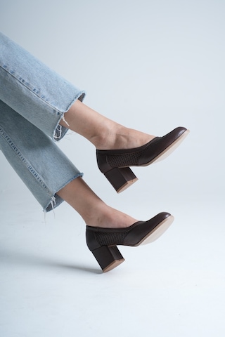 Analin Shoes Kadın Hakiki Deri Günlük Topuklu Ayakkabı Kahve