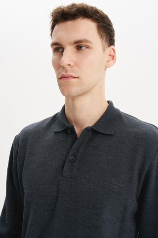 AR-MA Arma Erkek Regular Fit Selanik Kumaş Polo Yaka Sweatshirt Düğmeli, Pamuk Polyester Karışımlı %65 Pamuk %35 Polyester K30564699102 Gri