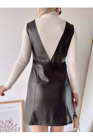 Deri Jile Elbise Kahve W24796 Kahve