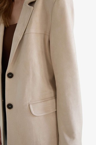 Defacto Regular Fit Ceket Yaka Süet Blazer Ceket E7236ax25aubg220 Bej