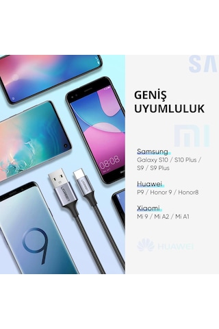 Ugreen 60125 Usb-c To Usb-a 3a Qc Örgülü Hızlı Şarj Kablosu 0.5 Metre