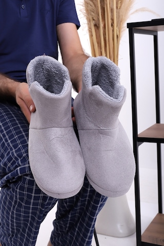 Rd Eb312 Düz Renk Erkek Panduf Ev Botu Ev Ayakkabısı Gri