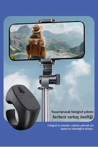 Bluetooth Selfie Yüzüğü Kamera Kumandası Tiktok Reels Kaydırma Beğeni Telefon Standlı