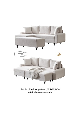Kagu Corner Flavia Köşe Takımı Puflu Ekru