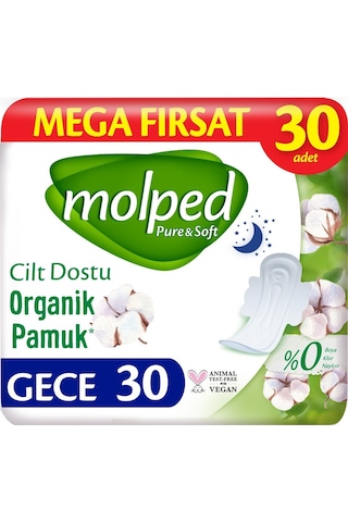 Molped Pure & Soft Hijyenik Ped Gece 6 x 30'lu