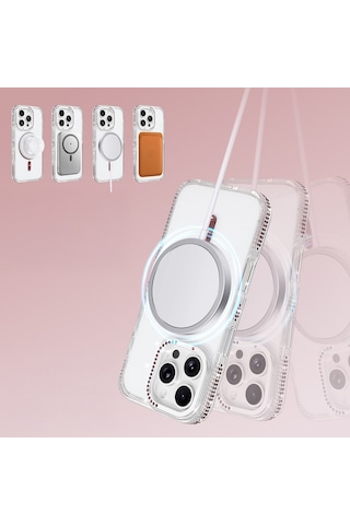 Maks Technology iPhone Uyumlu 16 Pro Kılıf M-safe Şarj Özellikli Mkst Tera Silikon Kapak - Şeffaf