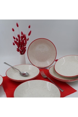 Kiraz 20 Cm Yemek Tabağı 6 Adet Kırmızı