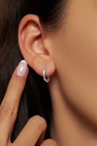 925 Ayar Gümüş Rodyum Kaplama Yuvarlak Unisex Halka Küpe - Çift 2x14mm